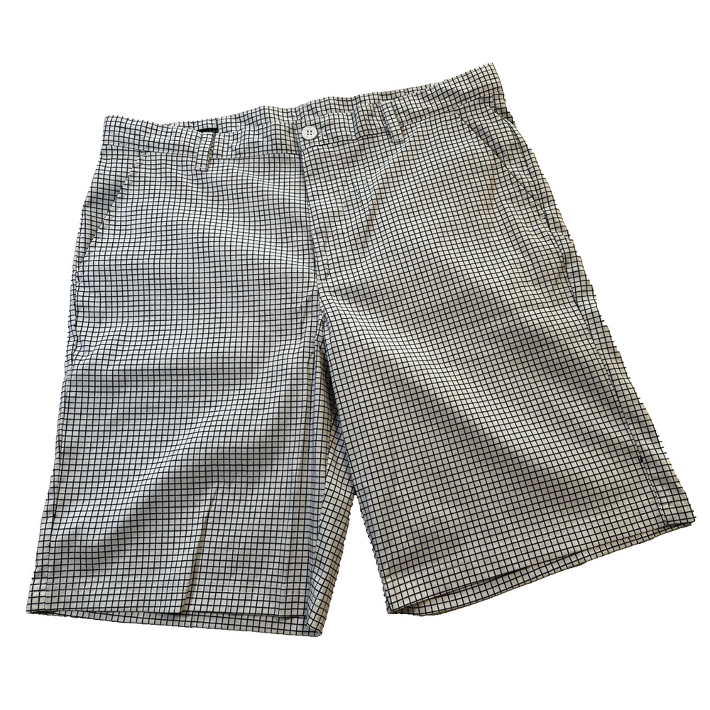 Izod Golf Chino Shorts White/Black Check Sz 36 Preppy Gorpcore Sport Outdoor